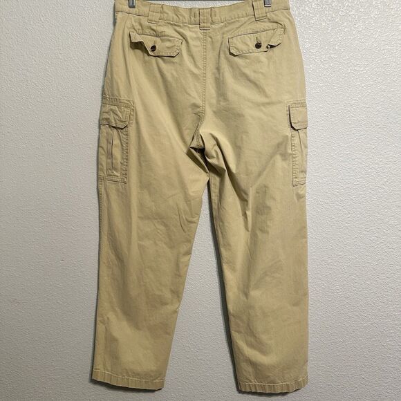 LL Bean Mens Cargo Pants 35X32(30) Tan  Sunwashed Canvas Straight Leg Distressed - Picture 4 of 11